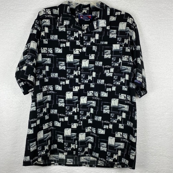 Southpole Other - Vintage Southpole‎ Mens XL Comic Graphic Print Button Down Shirt Black White Y2K